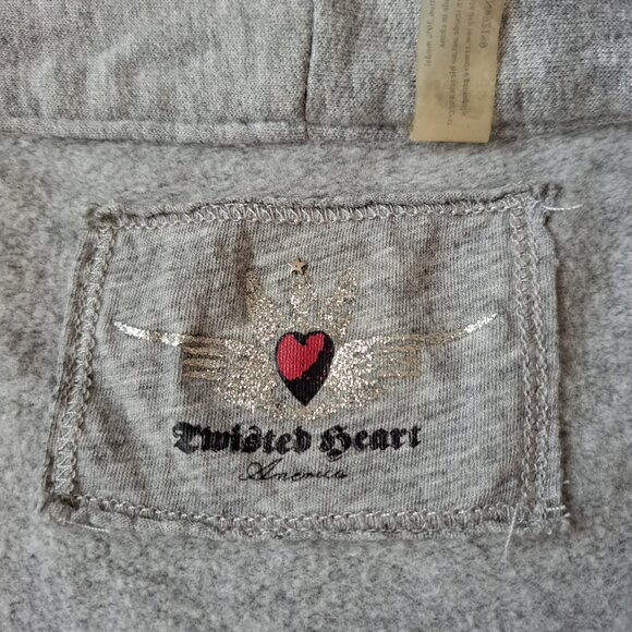 Twisted Heart Women's Grey Cardigan Sweater with Fleur de Lis Size S - Picture 9 of 15